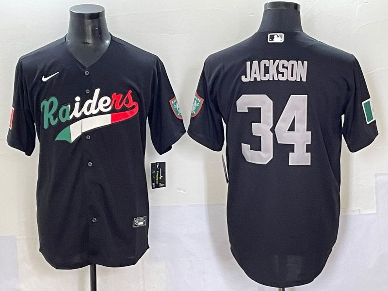 Men 2025 Oakland Raiders #34 Jackson Black Joint Name Nike Limited NFL Jersey style 62
